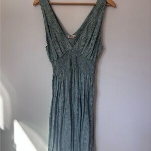 Khush Green Printed V-Neck Smocked Waist Maxi Dress